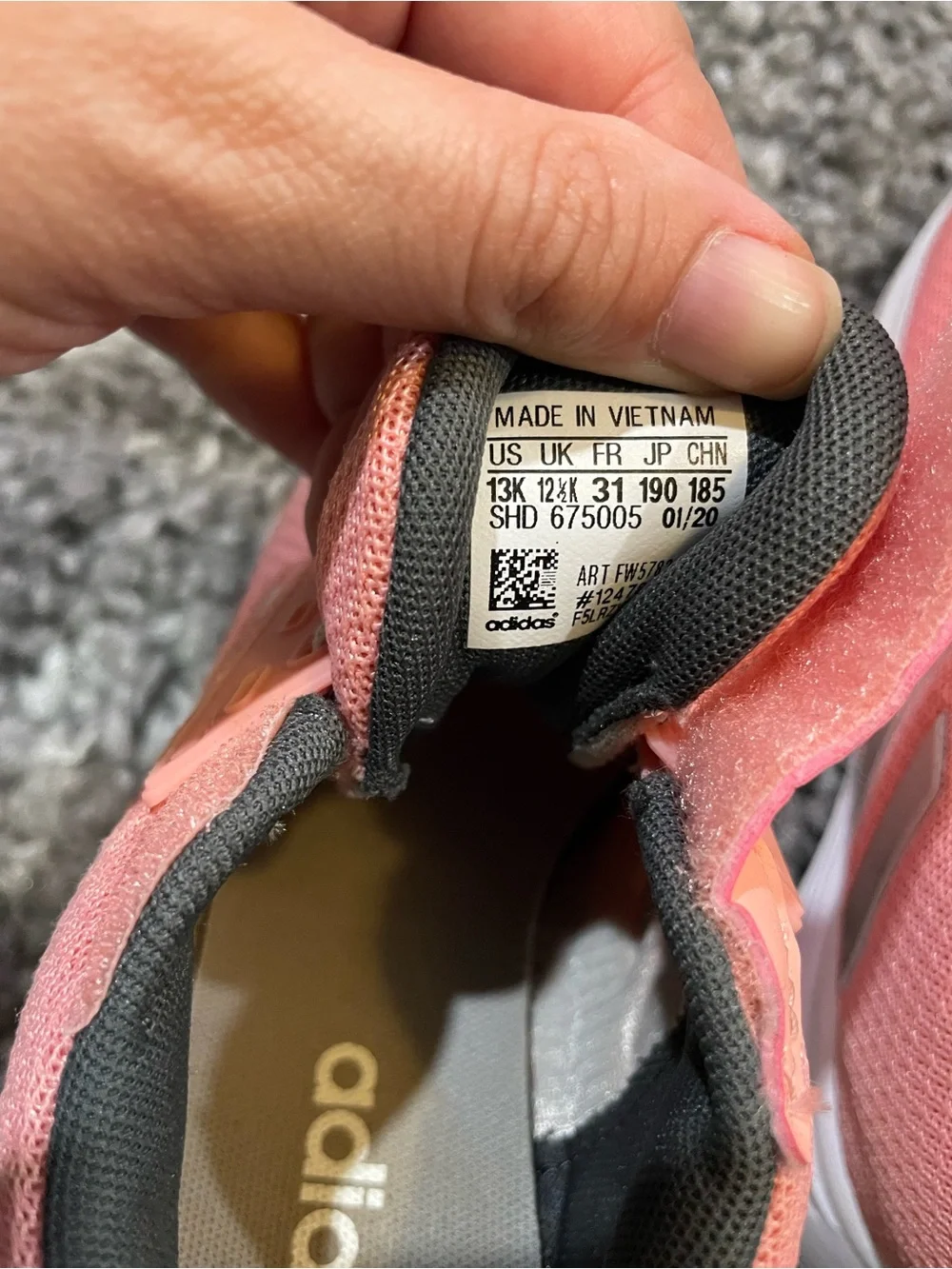 Adidas Girls Coral Pink Athletic Sneakers with Hook-and-Loop Strap Size 13 Kids